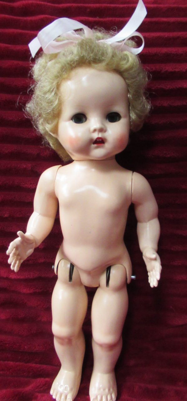 1950s Pedigree Hard Plastic 16″ Walker Doll Fair Wig Early Doll